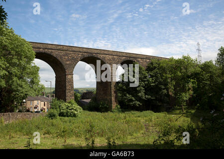 Kapelle Milton mit einem Bahn-Viadukt in Derbyshire Stockfoto