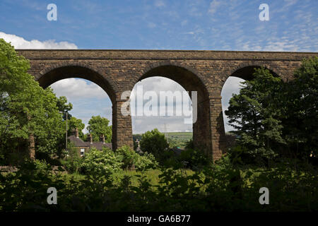 Kapelle Milton mit einem Bahn-Viadukt in Derbyshire Stockfoto