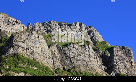 Szene in Appenzell, Schweiz. Berge der Alpstein Range. Stockfoto