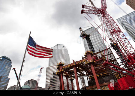 Ansicht der Bau am Ground Zero, Website der 9 / 11 Terroranschläge in New York, USA, 10. September 2009. Stockfoto
