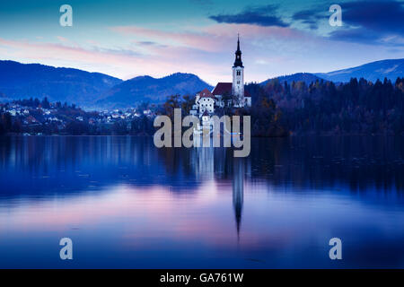 Bleder See Insel Kirche, Slowenien. Stockfoto