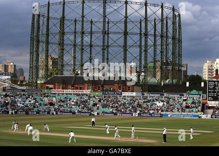 Das indische Team im Feld am fünften Tag des dritten Testspieles im Brit Oval, Kennington, London. Stockfoto