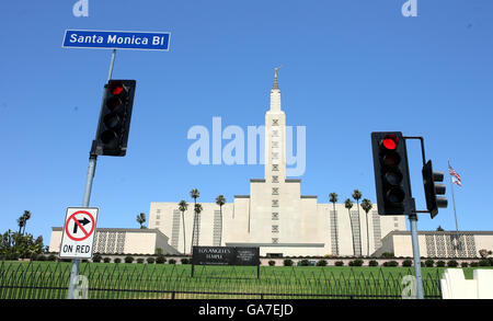 Los Angeles California Temple am Santa Monica Boulevard. Stockfoto