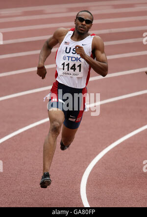 Leichtathletik - IAAF Leichtathletik-Weltmeisterschaften - Osaka 2007 - Nagai-Stadion. Der US-Amerikaner Angelo Taylor tritt in den 400-m-Läufen der Männer an Stockfoto