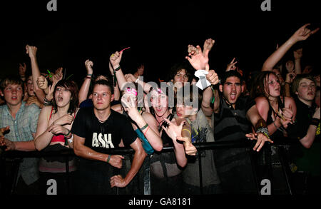 Das Publikum beim Carling Reading Festival 2007 in Reading, Berkshire. Stockfoto