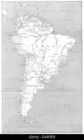 Südamerika: Skizze Karte von Südamerika, 1908 Stockfoto