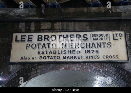 Eine Erinnerung an die Geschichte des Londoner Borough Market Stockfoto