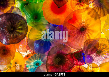 Das mundgeblasene Glas Blume Decke im Bellagio Hotel in Las Vegas. Stockfoto