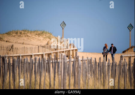 Sandfang, Fechten, Sandhaven Strand, South Shields, South Tyneside Stockfoto