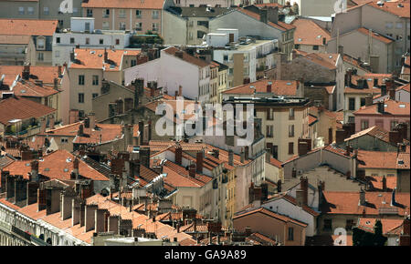 Blick Auf Lyon City. Gesamtansicht von Lyon, in der Region Rhone-Alpes in Frankreich Stockfoto