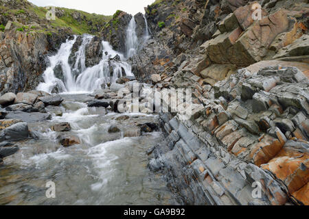 Wasserfall bei Welcombe Mund, Hartland Halbinsel North Devon Coast Stockfoto