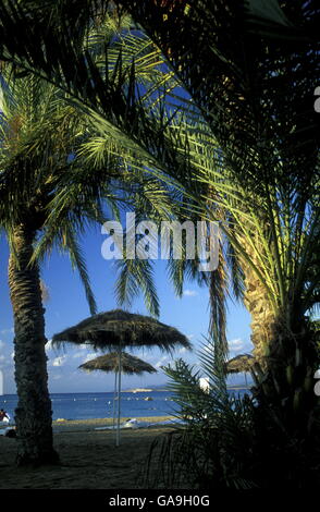 ein Strand in der Stadt Latakia am Mittelmeer in Syrien im Nahen Osten Stockfoto