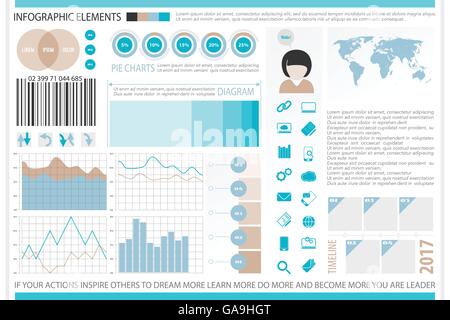 Infografik-Elemente, Internet Technologie Symbole. Zeit Linie Vektordiagramm, social-Media-Zeitplan. Kreisdiagramm Info-Grafik-Tools. Stock Vektor