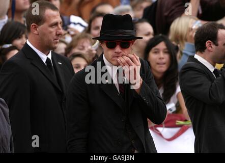 Heath Ledger kommt zur Premiere von "I'm Not There", während des Filmfestivals in Venedig in Italien. Stockfoto