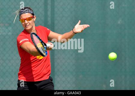 Rio De Janeiro, Brasilien. 3. August 2016. Flipkens Kirsten Belgiens während Tennis-Training vor der Rio 2016 Olympischen Sommerspiele in Rio De Janeiro, Brasilien. © Aktion Plus Sport/Alamy Live-Nachrichten Stockfoto