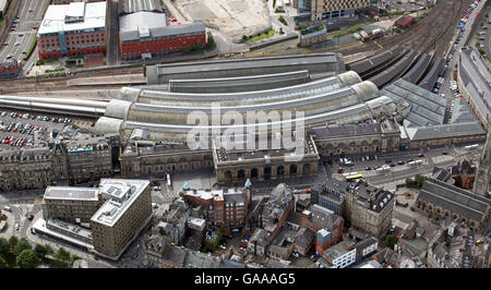 Luftaufnahme des Hauptbahnhof Newcastle Newcastle-upon-Tyne, Großbritannien Stockfoto