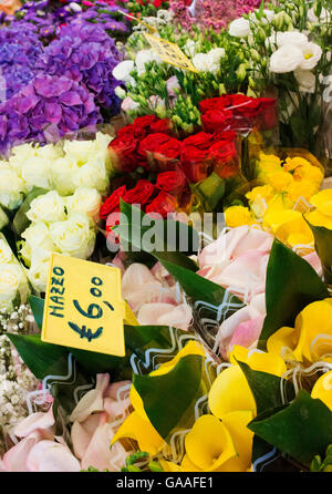 Schnittblumen Sie zum Verkauf an Venedig Rialto-Markt. Stockfoto