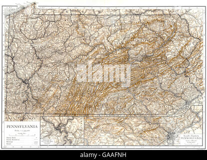 PENNSYLVANIA: Staat den Lageplan Grafschaften; Inset Pittsburg, 1910 Stockfoto