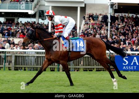 Snowfire geritten von Pat Eddery geht zu posten in der Sagitta 1000 Guineas Stockfoto