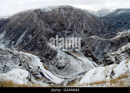 -Winter Blick von Kura-Tal und Fluss, Ardahan, Türkei Stockfoto