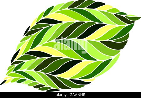 Vektor-Bild eines Blattes in den Farben grün auf weißem Hintergrund. Stock Vektor