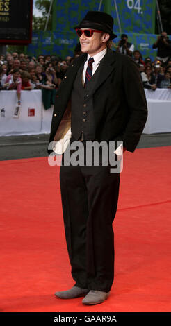 AP OUT Heath Ledger kommt zur Premiere von 'I'm Not There', während des Filmfestivals in Venedig in Italien. Stockfoto