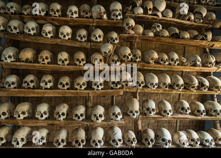 Kopf jagten menschliche Schädel, gesammelt vom Stamm Konyak Naga, Nordost-Indien, Oktober 2014. Stockfoto