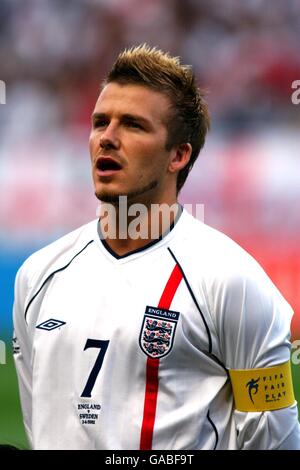 Fußball - FIFA Fußball-Weltmeisterschaft 2002 - Gruppe F - England gegen Schweden. David Beckham, England Stockfoto