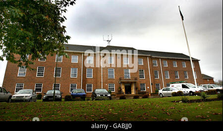 Ergebnisse der Police Performance League-Tabelle. Allgemeine Ansicht des Polizeihauptquartiers von Wiltshire an der London Road in Devizes, Wiltshire. Stockfoto