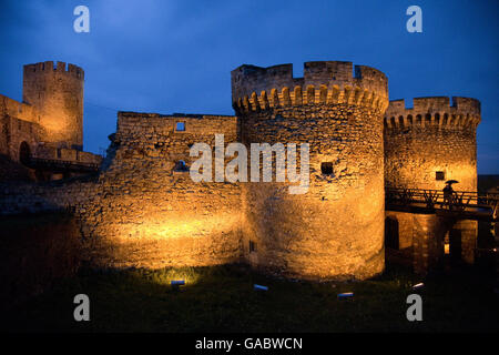 Festung von Belgrad und Kalemegdan-Park in der Nacht, Belgrad Serbien Stockfoto