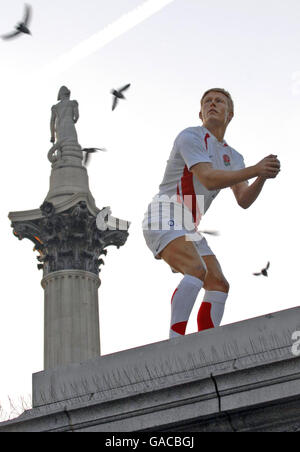 Jonny Wachsfigur auf dem Trafalgar Square Stockfoto