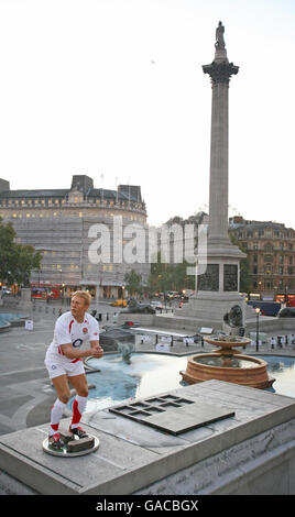 Jonny Wachsfigur auf dem Trafalgar Square Stockfoto