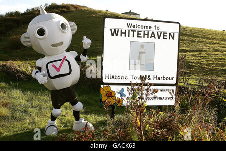 Digit Al während der digitalen Umschaltung in Whitehaven. Die Stadt Cumbrian ist die erste Stadt in Großbritannien, die vom analogen Sender ausgeschaltet wurde. Stockfoto