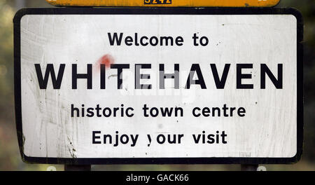 Digit Al während der digitalen Umschaltung in Whitehaven. Die Stadt Cumbrian ist die erste Stadt in Großbritannien, die vom analogen Sender ausgeschaltet wurde. Stockfoto