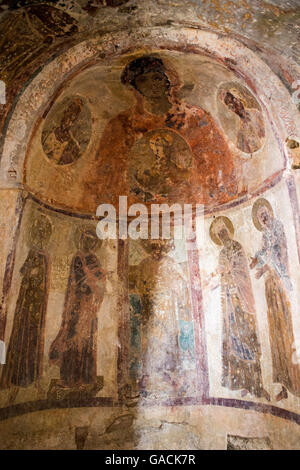 Icon(Mosaic) auf der alten Kirchenmauer, Naksos Insel, Kykladen, Griechenland Stockfoto