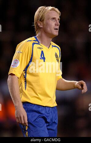 Fußball - UEFA European Championship 2008 Qualifikation - Gruppe F - Schweden / Nordirland - Rasunda Stadium. Petter Hansson, Schweden Stockfoto