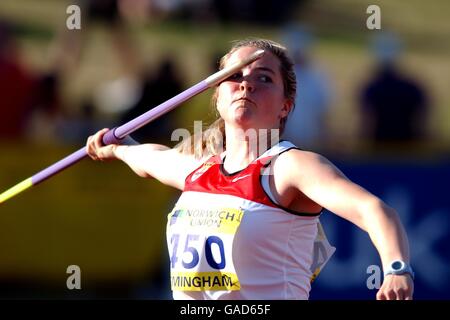 Leichtathletik - Norwich Union European Trials & AAA Championships. Goldie Sayers tritt im Damen-Speer an. Stockfoto