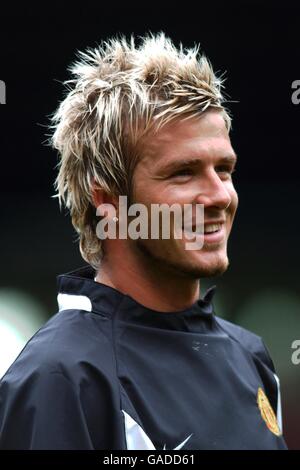 Fußball - FA Barclaycard Premiership - Manchester United Training. David Beckham von Manchester United Stockfoto