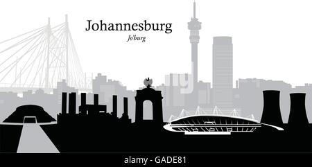 Vektor-Illustration auf die Skyline von Johannesburg, Südafrika Stock Vektor