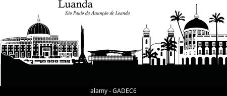 Vektor-Illustration auf die Skyline von Luanda, Angola Stock Vektor