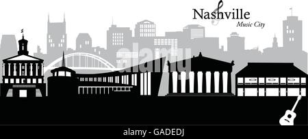 Vektor-Illustration auf die Skyline von Nashville, USA Stock Vektor