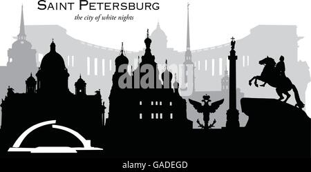 Vektor-Illustration auf die Skyline von Sankt Petersburg, Russland Stock Vektor