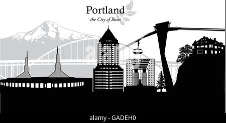 Vektor-Illustration auf die Skyline von Portland, Oregon, USA Stock Vektor