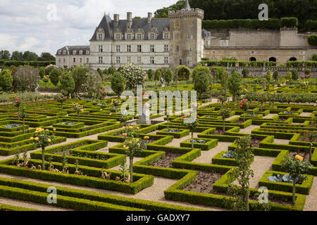 Frankreich, Indre-et-Loire, Villandry, Chateau & Gärten Stockfoto