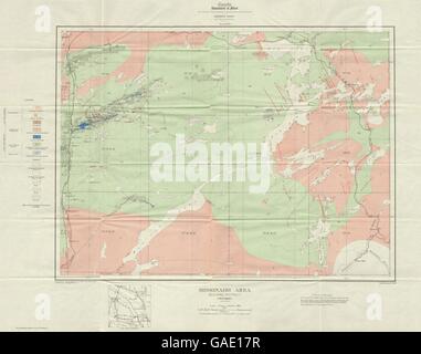 Kanada: Missinaibi Bereich Algoma Bezirk Ontario. Geologie, 1926 Vintage Karte Stockfoto