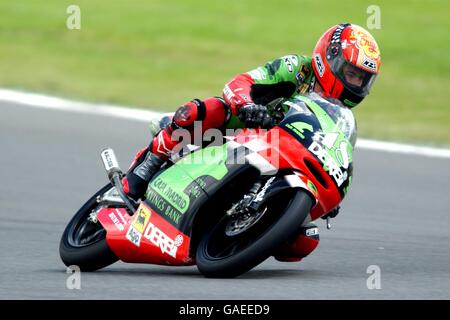 Motorradfahren - Cinzano Grand Prix von Großbritannien - Moto GP. Jorge Lorenzo beim Qualifying für das 125ccm-Rennen Stockfoto