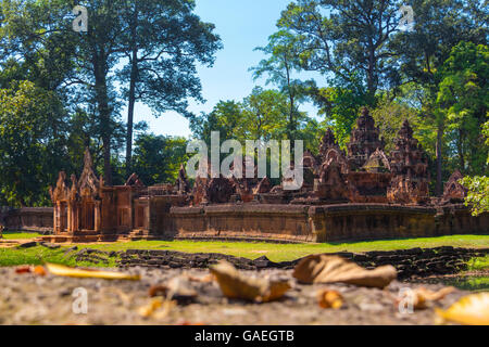 Alte buddhistische Khmer-Tempel in Angkor Wat, Kambodscha. Banteay Srey Prasat Stockfoto