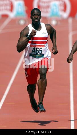 Manchester 2002 - Commonwealth Games - Herren 100m. Englands Dwain Chambers in Aktion bei den 100-m-Vorläufen Stockfoto