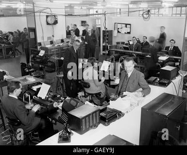 Der Presseverband - 50er Jahre. Der Nachrichten-, Draht-Service-Raum. Stockfoto