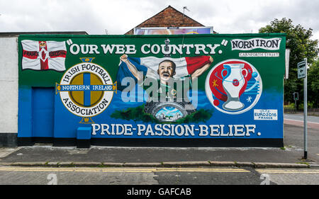 Norn Eisen Wandgemälde in Carnforth Street in East Belfast zu einem Nordirland für die Europameisterschaft 2016 Stockfoto